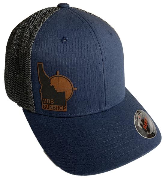 208 Gun Shop Hat Flex Fit Navy Blue w/Leather logo patch