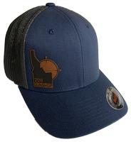  208 Gun Shop Hat Flex Fit Navy Blue W/Leather Logo Patch