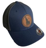  208 Gun Shop Hat Flex Fit Navy Blue W/Leather Logo Patch Round