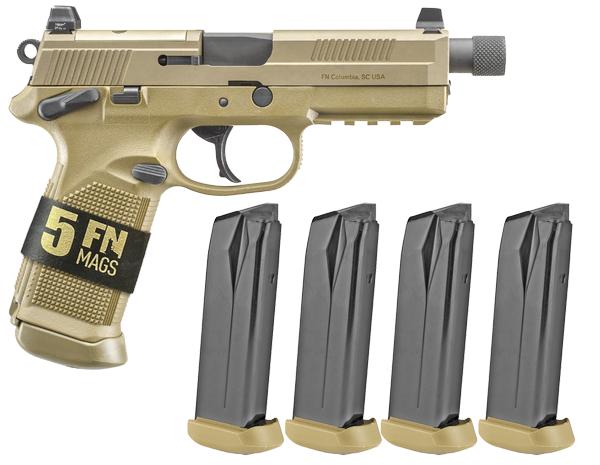 FN FNX-45 TACTICAL 45 ACP NS 15+1 5 MAG BUNDLE FDE